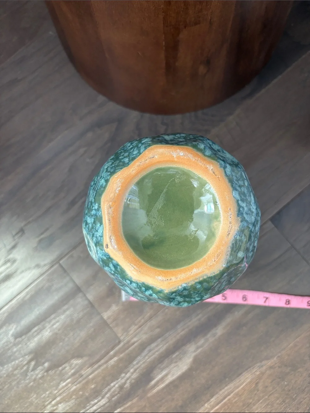 Cylindrical Shape glazed ceramic teal textured,organic rock look finish